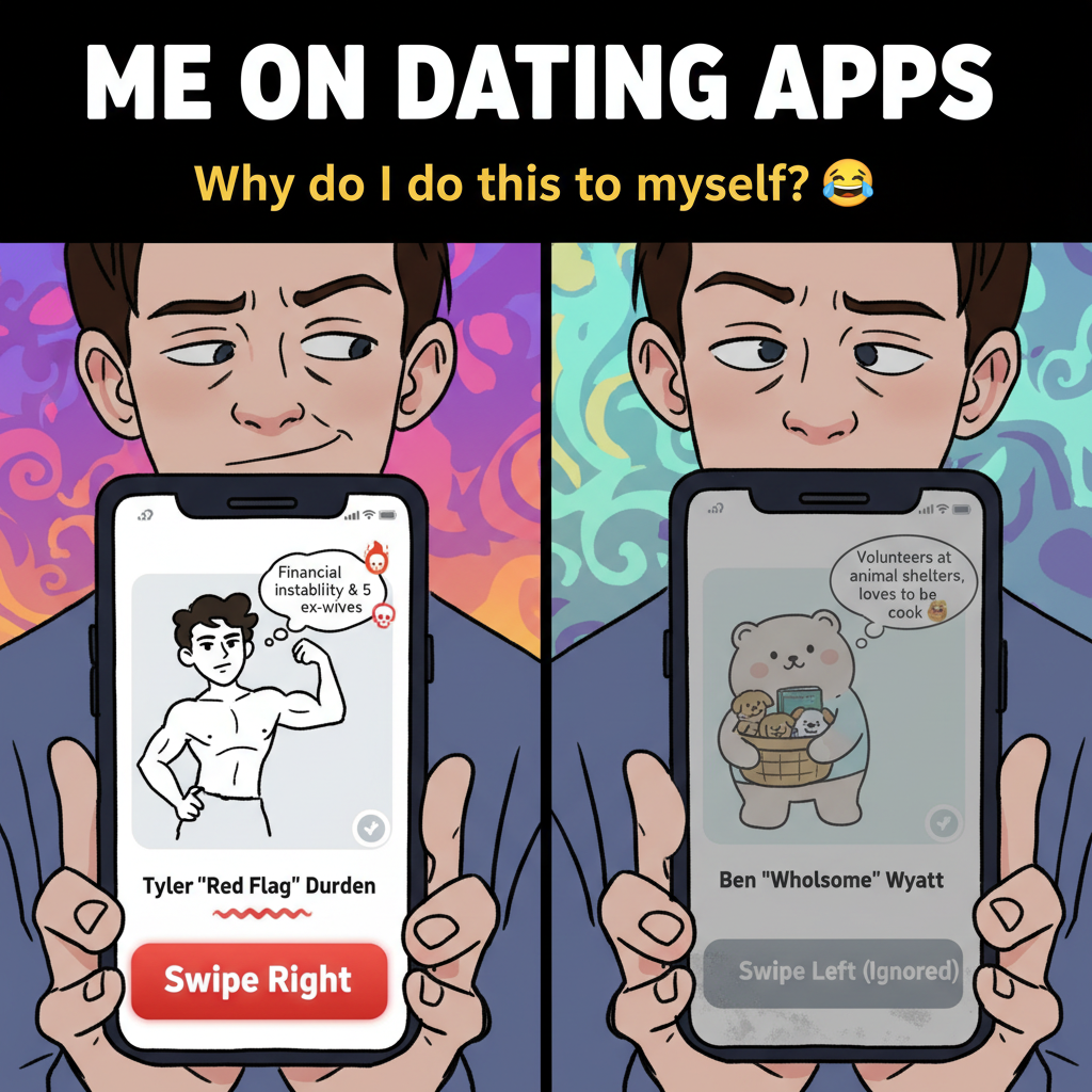 Dating apps: where you swipe right on a red flag and left on your soulmate.