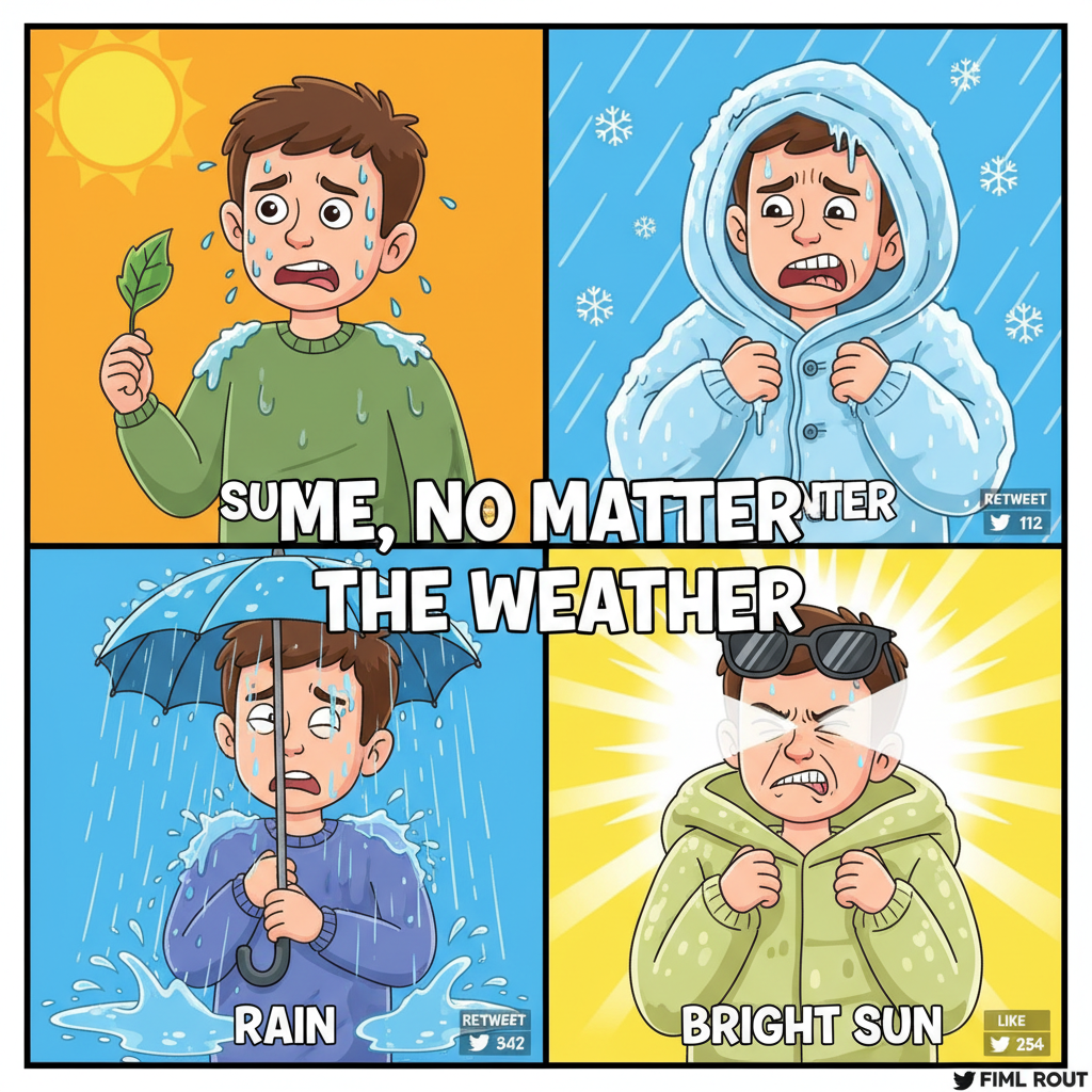 It's either too hot, too cold, too rainy, or too sunny. The weather just CANNOT win.