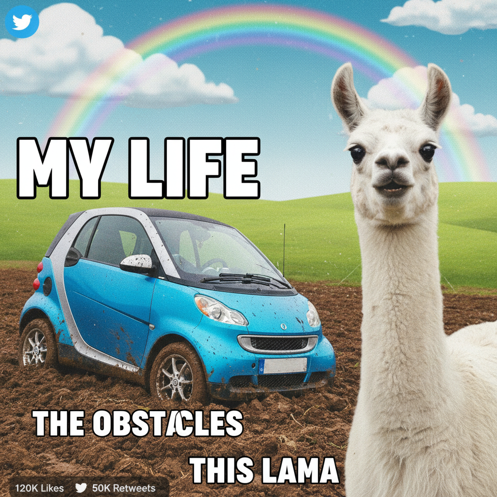 GPS said 'turn left'. I turned left. Now I'm in a field with a llama. Send snacks.