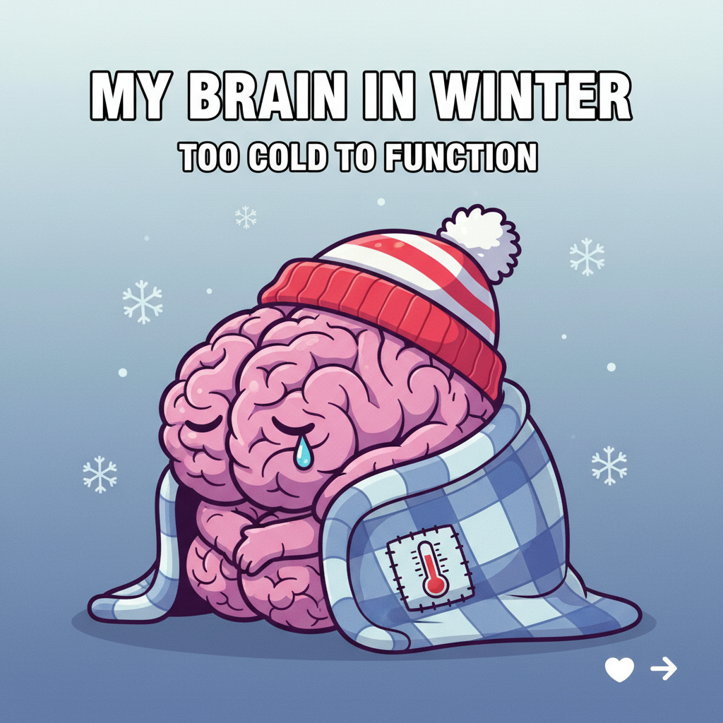 My brain cells hibernating until spring. Send coffee & sunshine. 💀 #SeasonalDepression