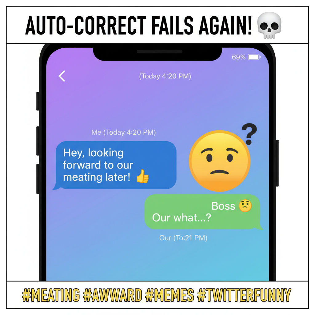 Autocorrect changed 'meeting' to 'meating'. My boss is now very confused.