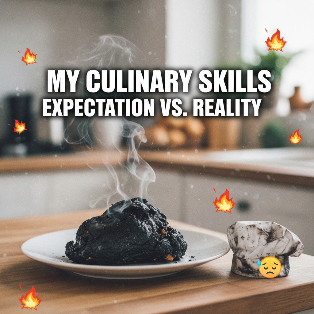 My 'gourmet' meal ended up looking like a crime scene. Send help (and a fire extinguisher).