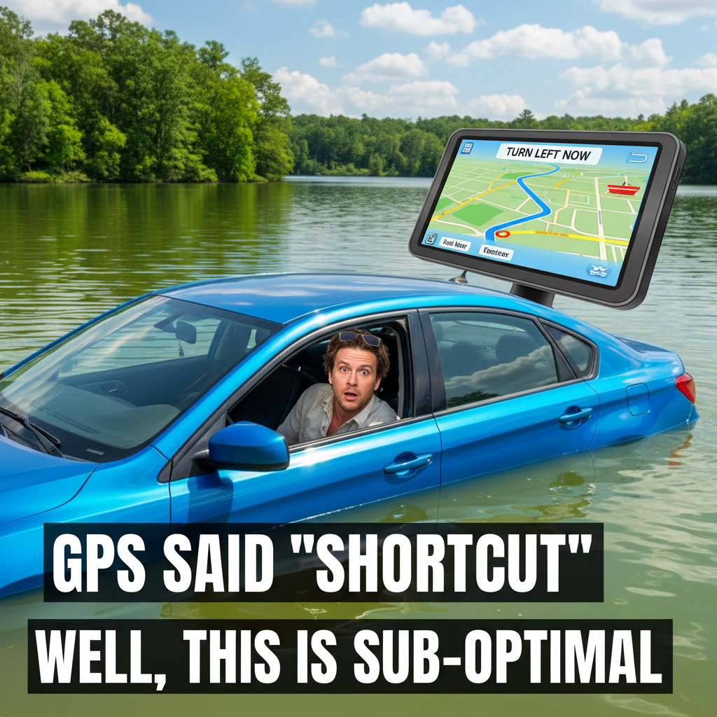 GPS said 'turn left in 500 feet.' I turned left. Into a lake. Send snacks.