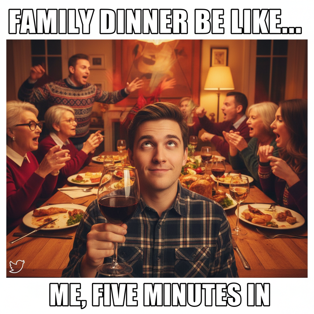 Aunt Carol just asked why I'm still single. Pass the wine, please.