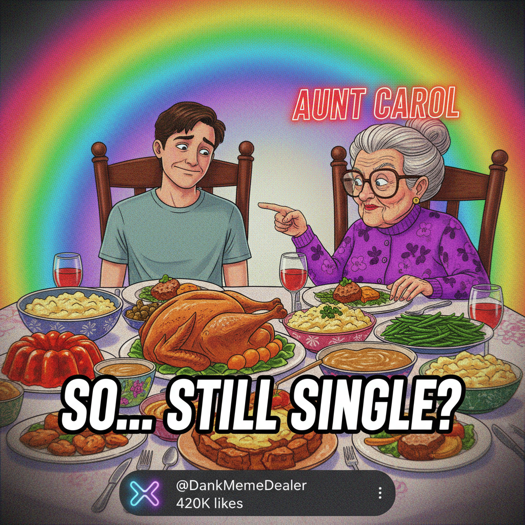 Grandma just asked me why I'm still single. It's not even dessert yet.