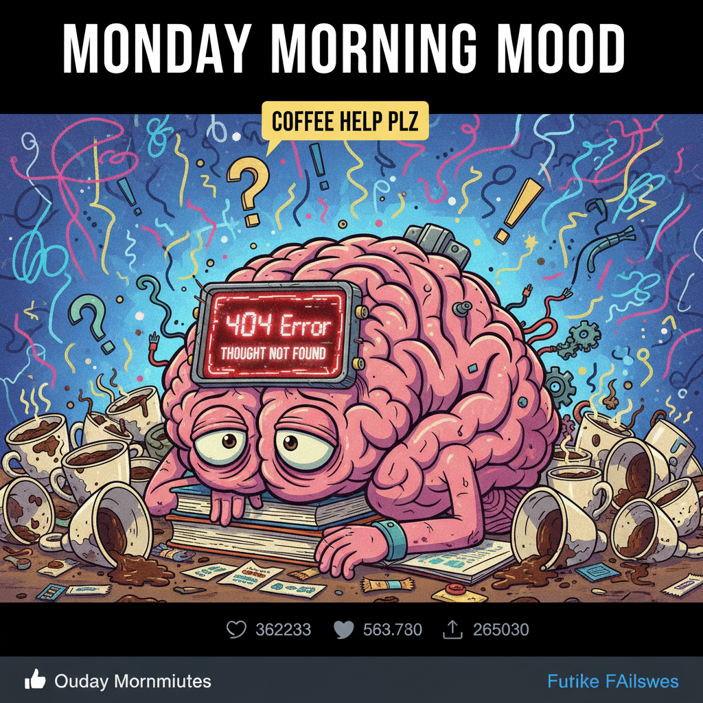 My brain on Monday morning: 'Error 404: Motivation Not Found.'