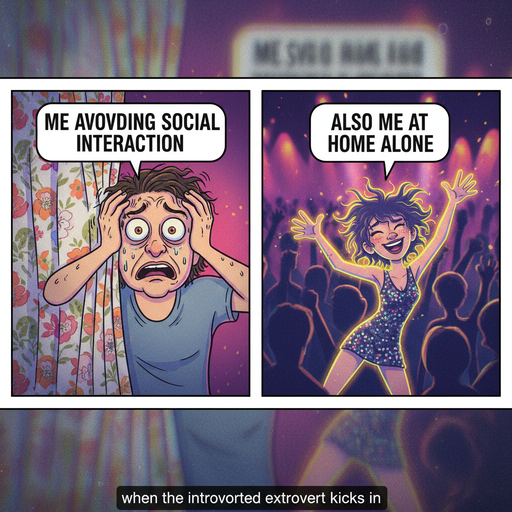 Introverts at a party: 'I just need 5 mins alone.' Extroverts: 'LET'S GOOOO!'