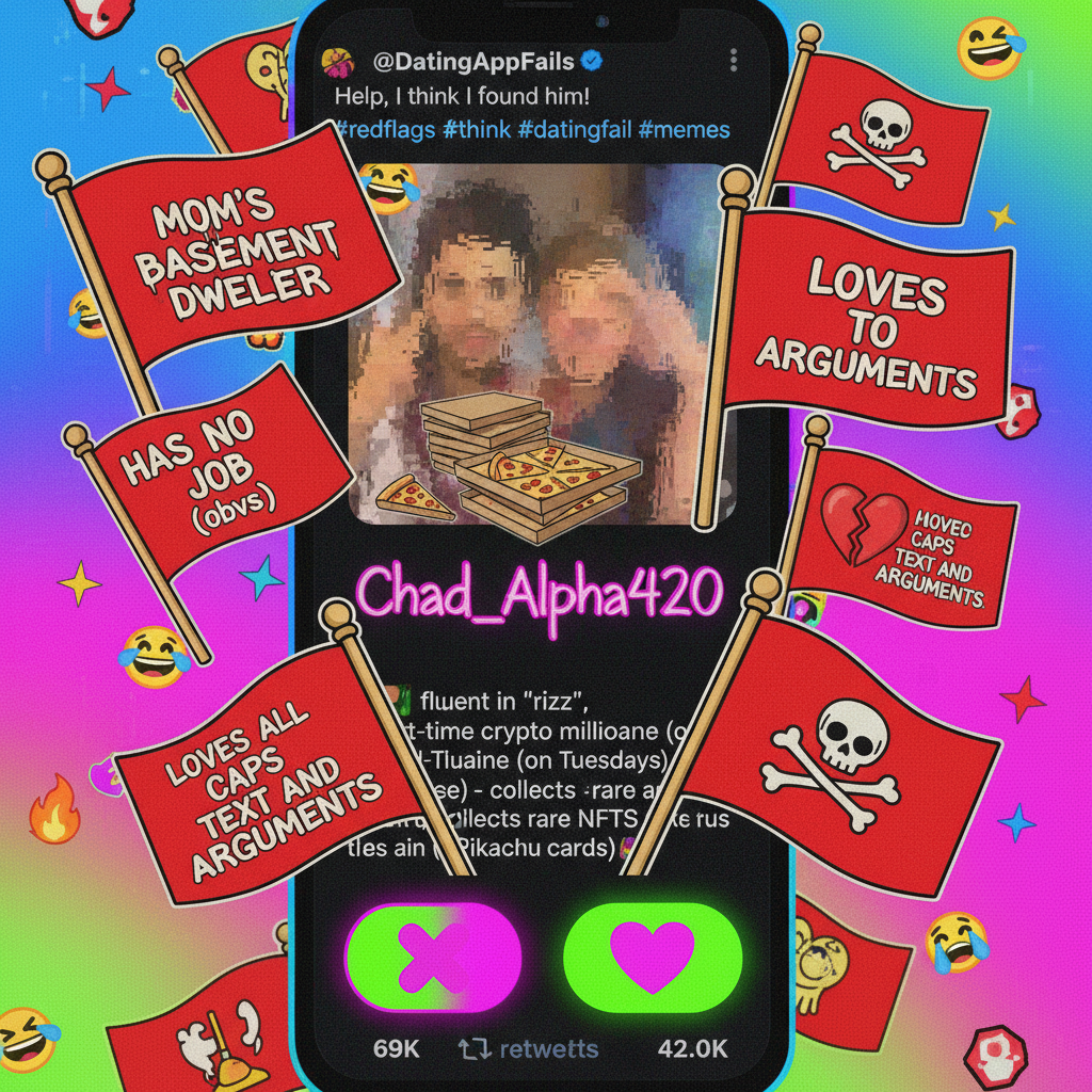 Dating apps are just a museum of red flags and blurry selfies. Send help.