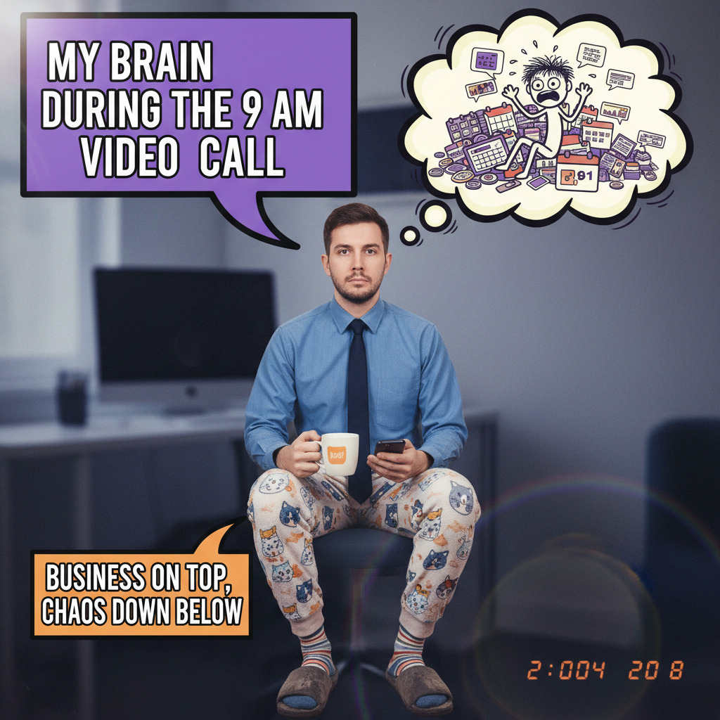 My work-from-home uniform is 50% pajamas, 50% existential dread.