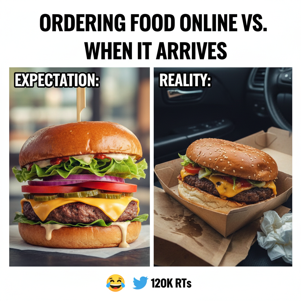 Ordered a gourmet burger. Got something that looks like it lost a fight.