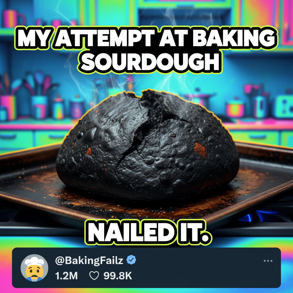 My attempt at baking bread resulted in a charcoal briquette. Send help.