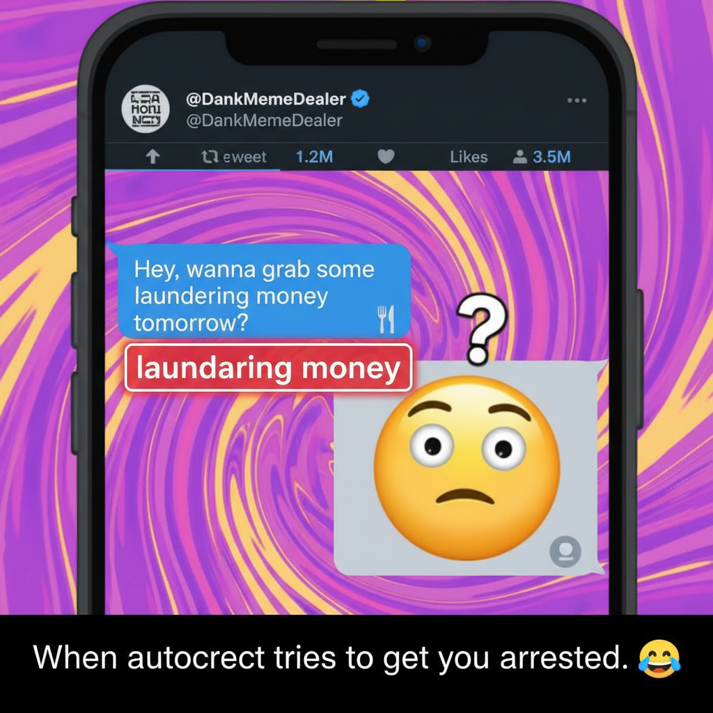 My phone just autocorrected 'lunch' to 'laundering money'. I'm just trying to eat.