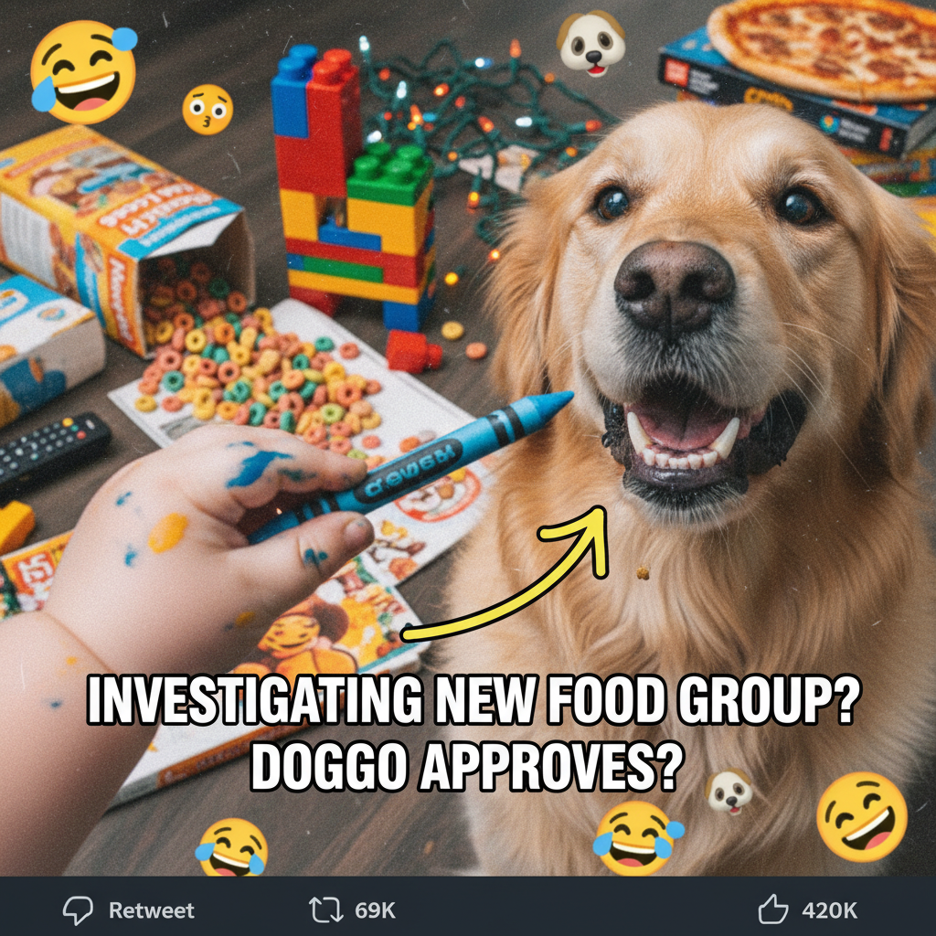 Just found my toddler trying to feed the dog a crayon. Send help and coffee.