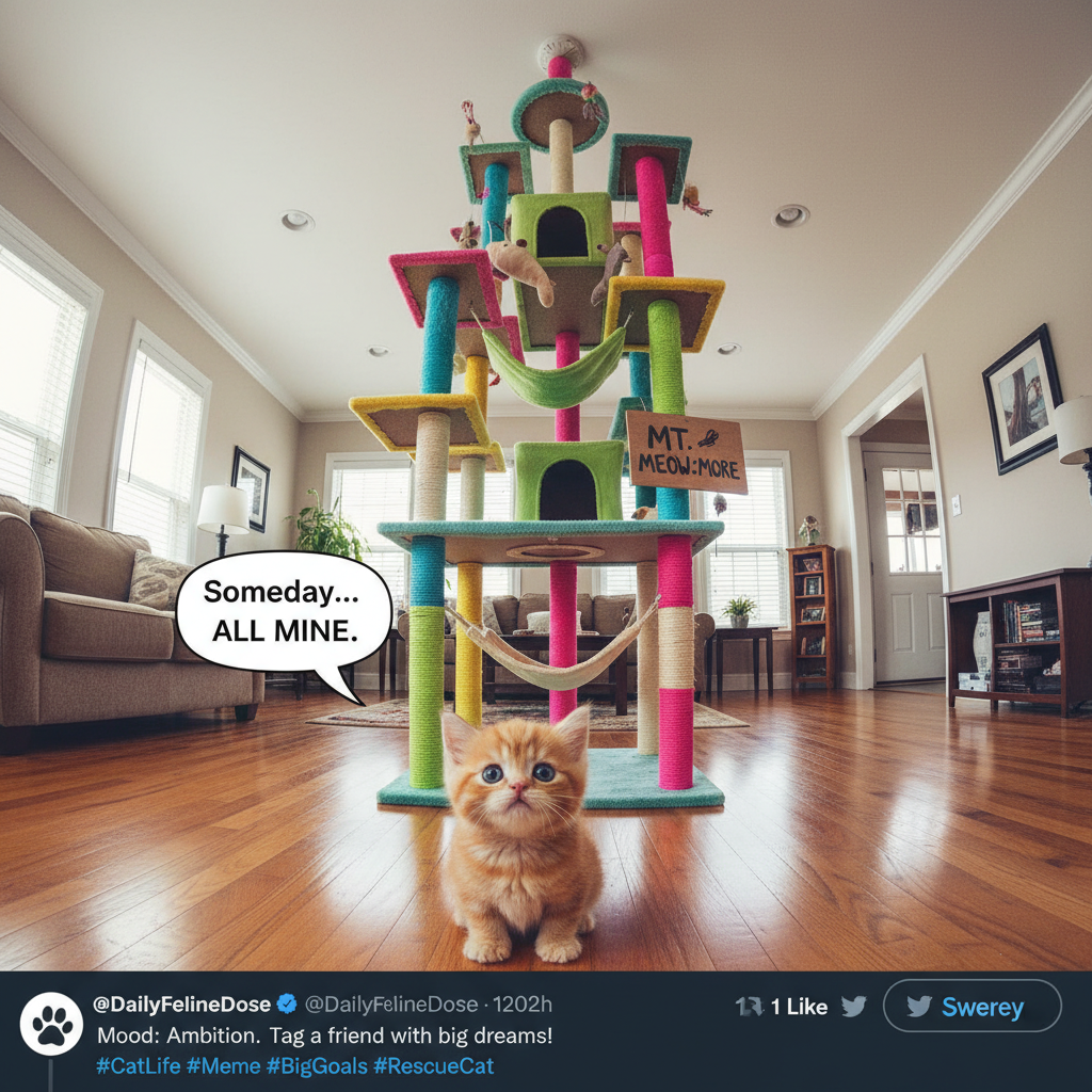 Bought a 'miniature' cat tree online. It's bigger than my car. My cat is unimpressed.