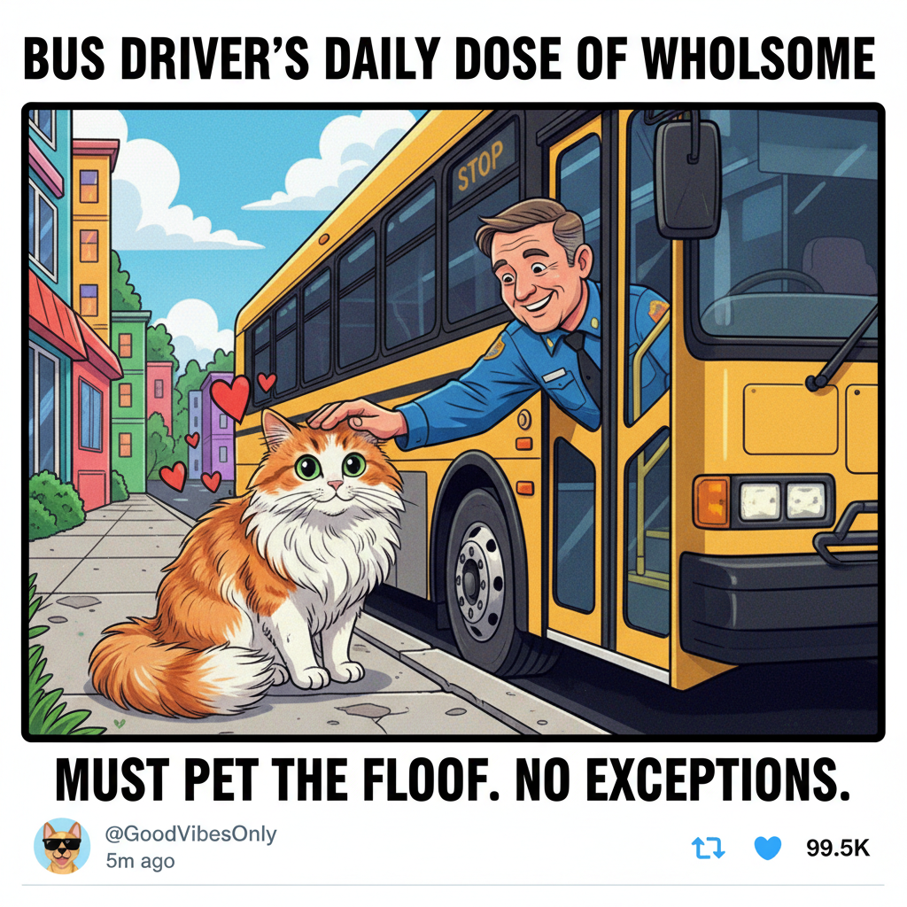 My bus driver just stopped for 5 mins to pet a stray cat. This is peak public transport.