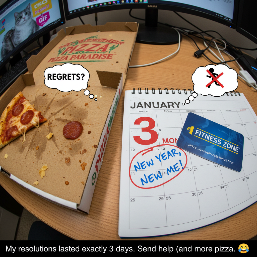 My New Year's Resolution lasted exactly 3 days. Send snacks, not judgment.