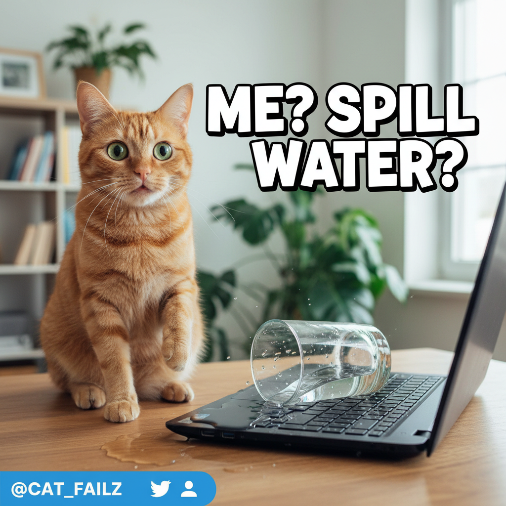 My cat just knocked my full glass of water onto my laptop. Send help (and a new laptop).