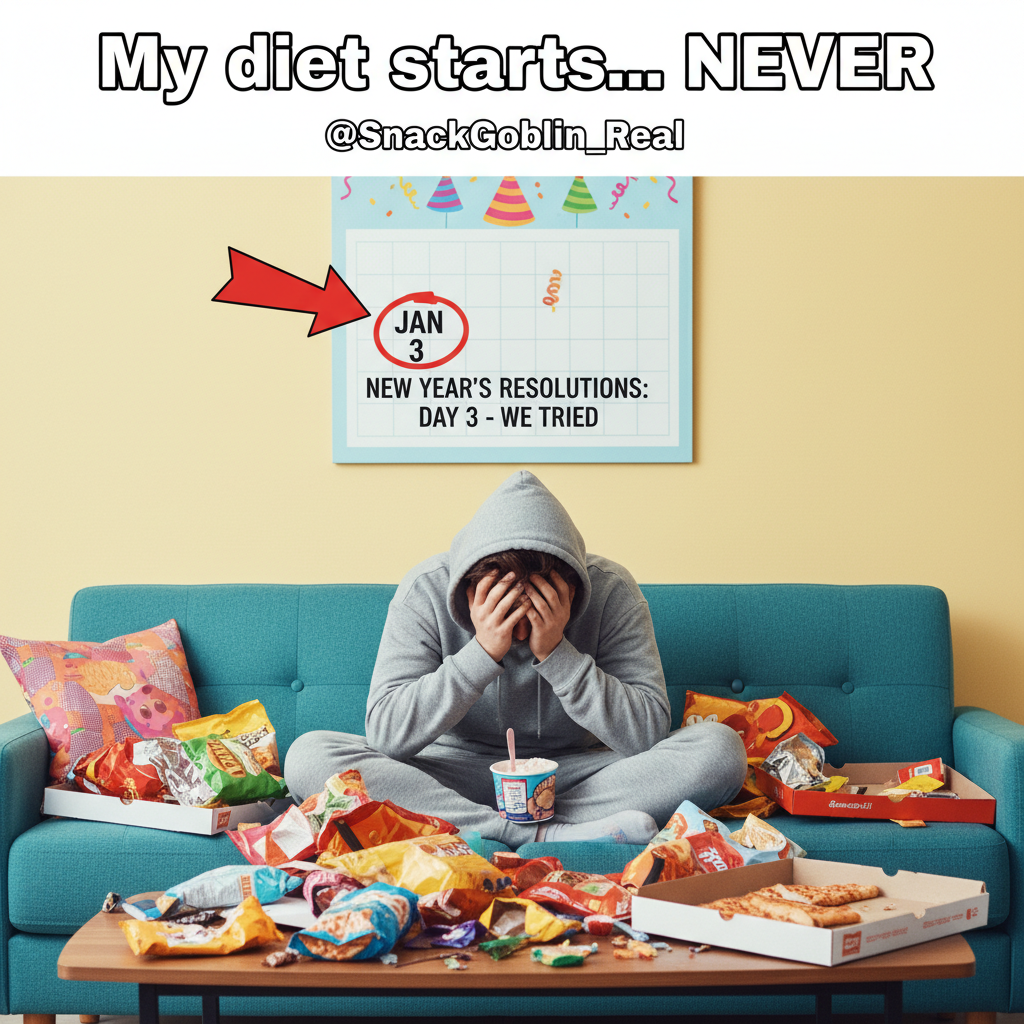 My New Year's resolution lasted 3 days. Send snacks, not judgment.