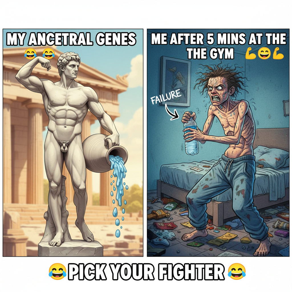 Me at the gym: 'I'm basically a Greek god.' Also me: 'Can't lift this water bottle.'