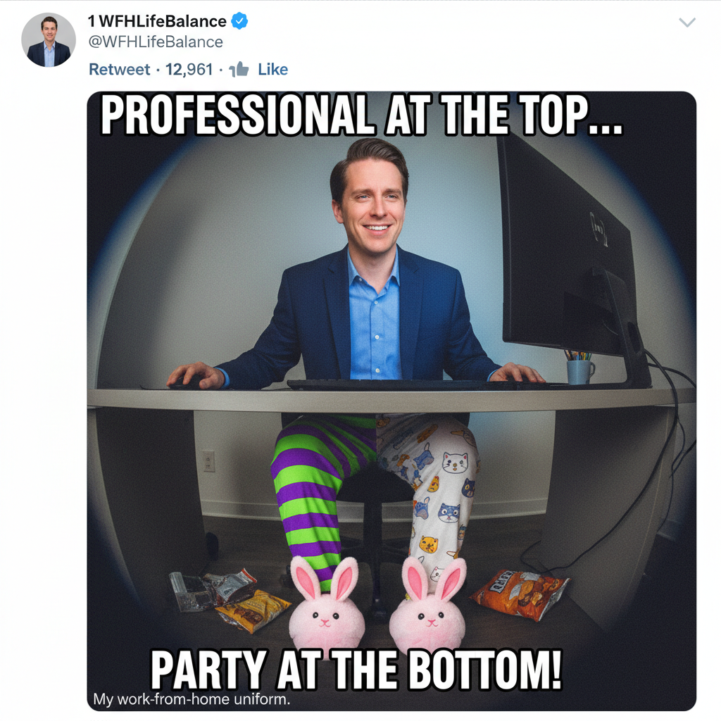 My work-from-home uniform is 50% pajamas, 50% existential dread.