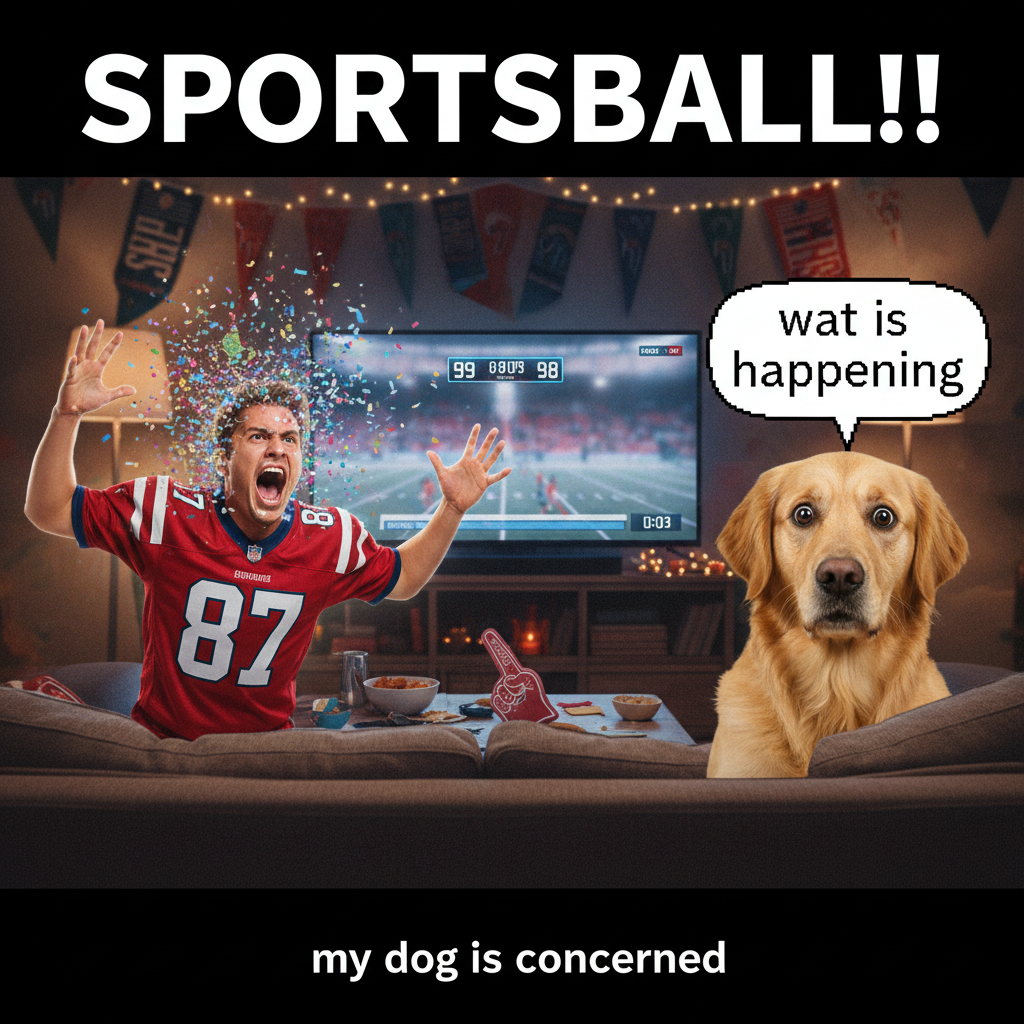 My team won. My neighbor's dog now knows every curse word in 3 languages. Worth it. #SportsFan