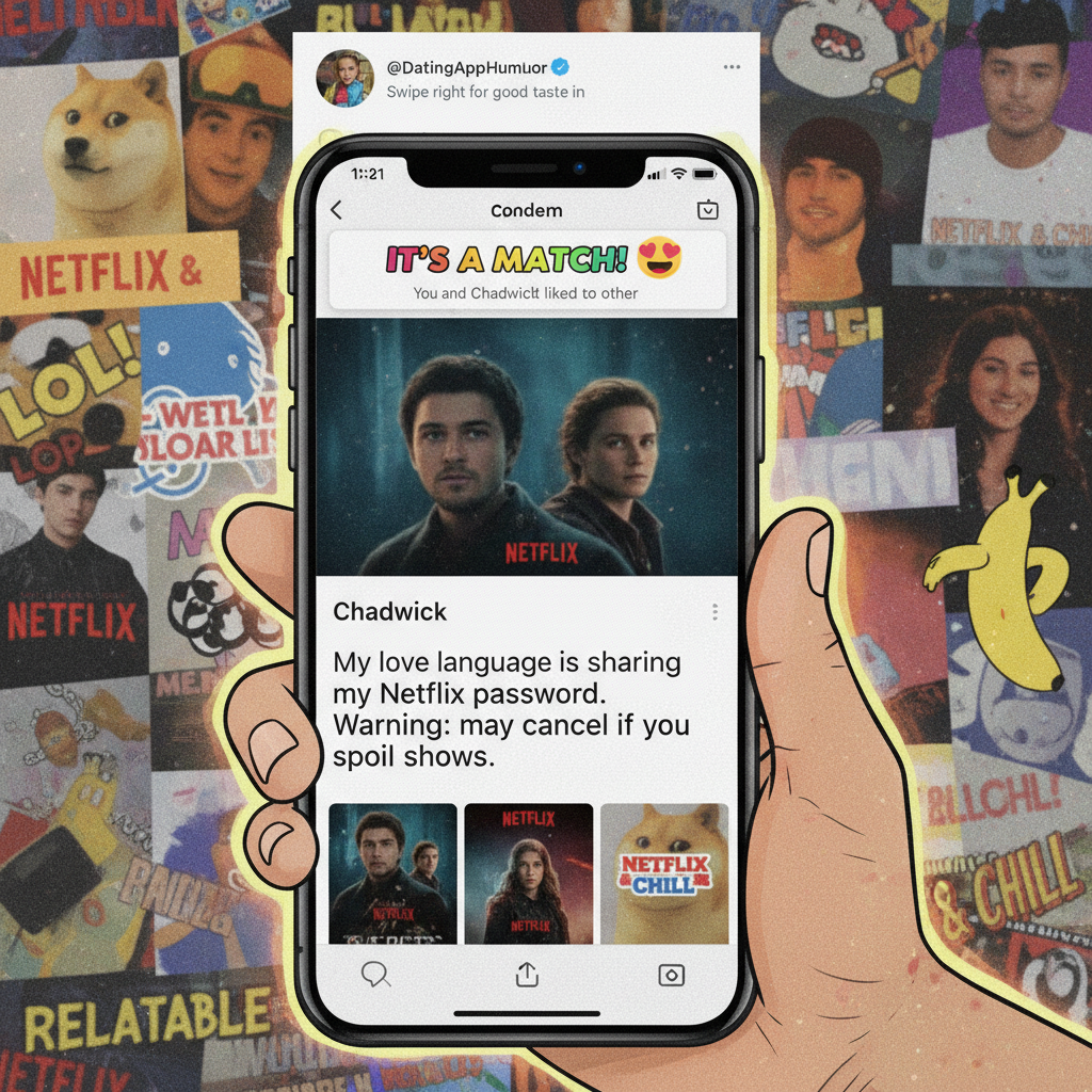 Dating app bio: 'Looking for someone to share my Netflix password with.' Instant match. 💖