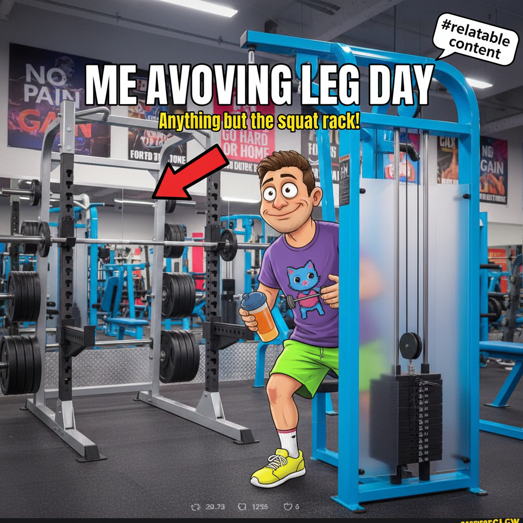 My 'gym glow up' is just me finding new ways to avoid the squat rack. Send help.