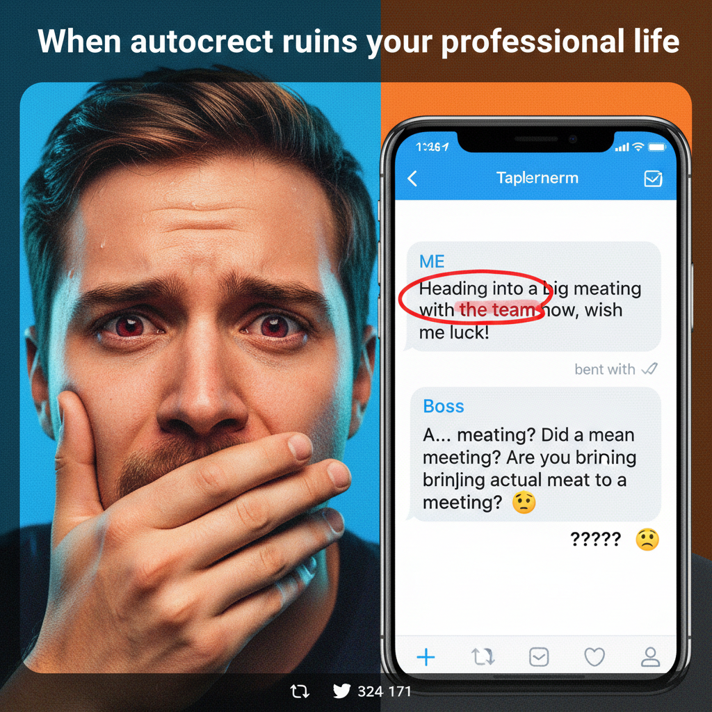 Autocorrect changed 'meeting' to 'meating.' My boss thinks I'm a cannibal.