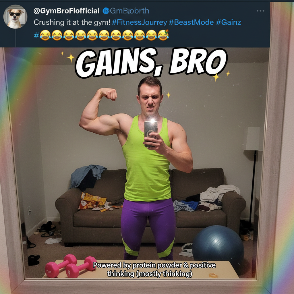 Went to the gym, did 3 reps, then spent 20 mins looking for the perfect selfie angle. #GymLife