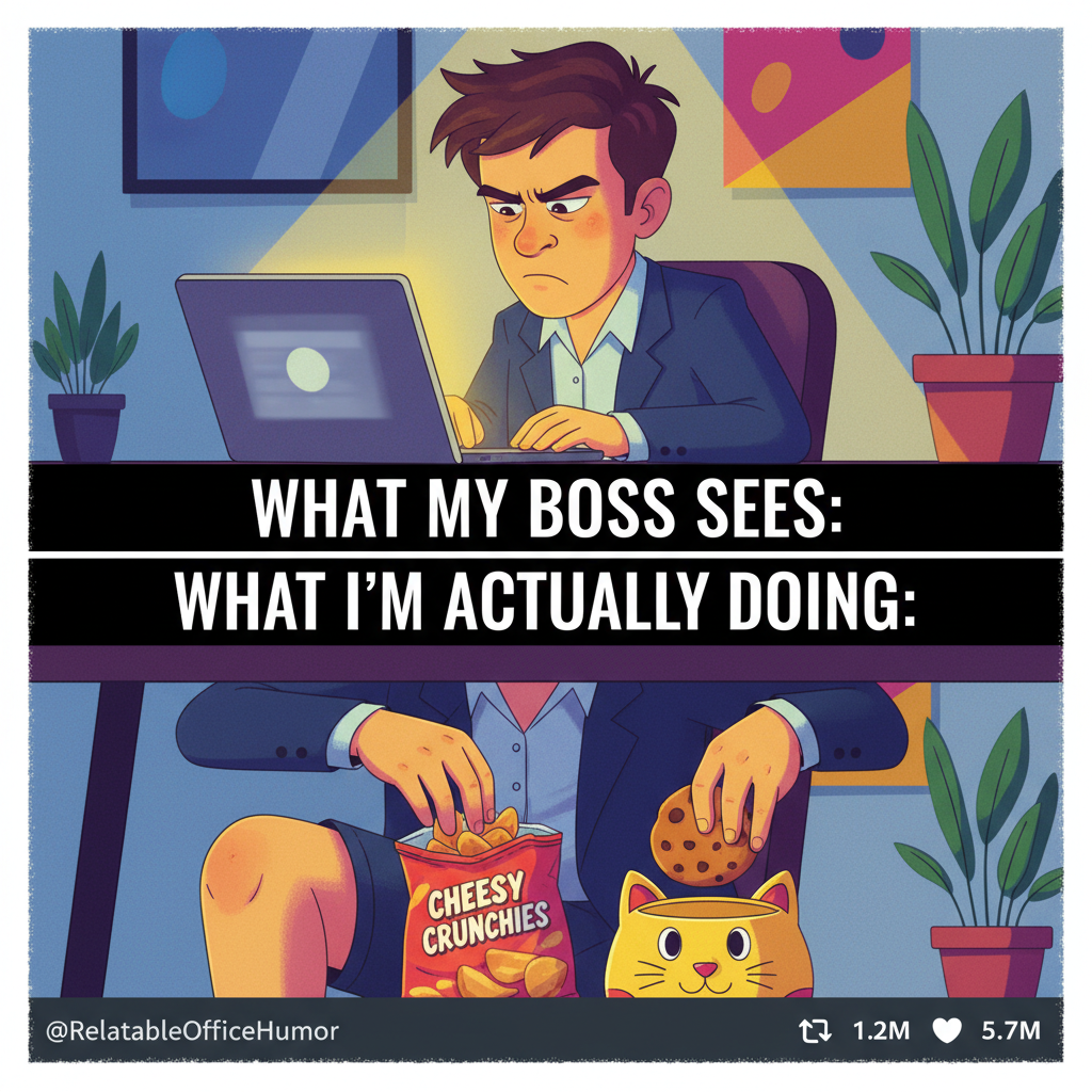 Me pretending to pay attention on Zoom while secretly planning my next snack attack.