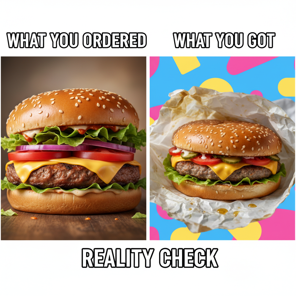 Ordered a burger, got a spiritual journey. This ain't what I paid for. #FoodDeliveryFail