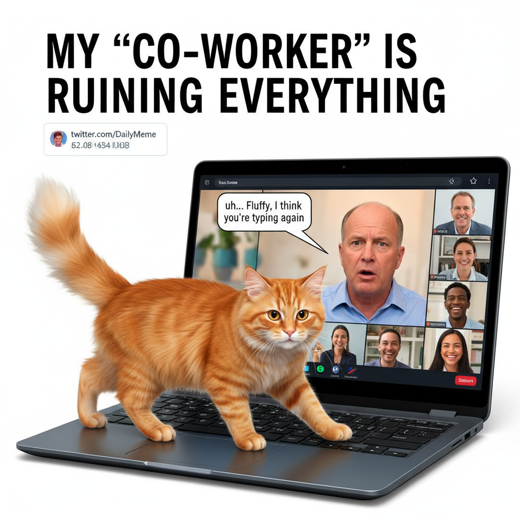 My cat just walked across my keyboard during a Zoom meeting. Boss thinks I'm fluent in meow.