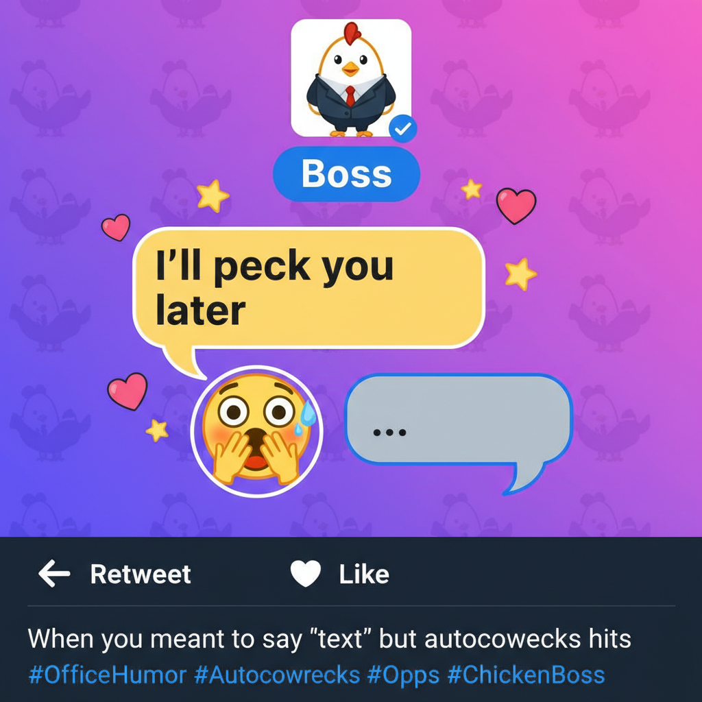 Autocorrect just told my boss I'd 'peck' him later. I meant 'check'. I'm dead. 😭