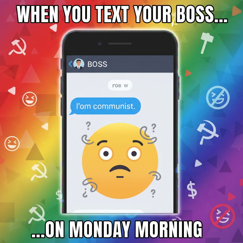 My phone autocorrected 'I'm coming' to 'I'm communist.' My boss is now very confused.