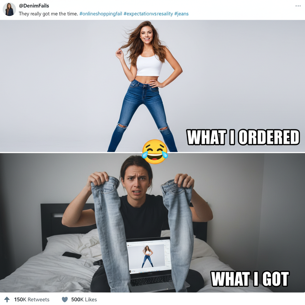 Bought 'designer' jeans online. They arrived. I now own two denim tubes.