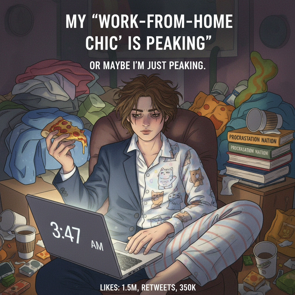 My WFH uniform is 50% pajamas, 50% existential dread. Productivity: 0%
