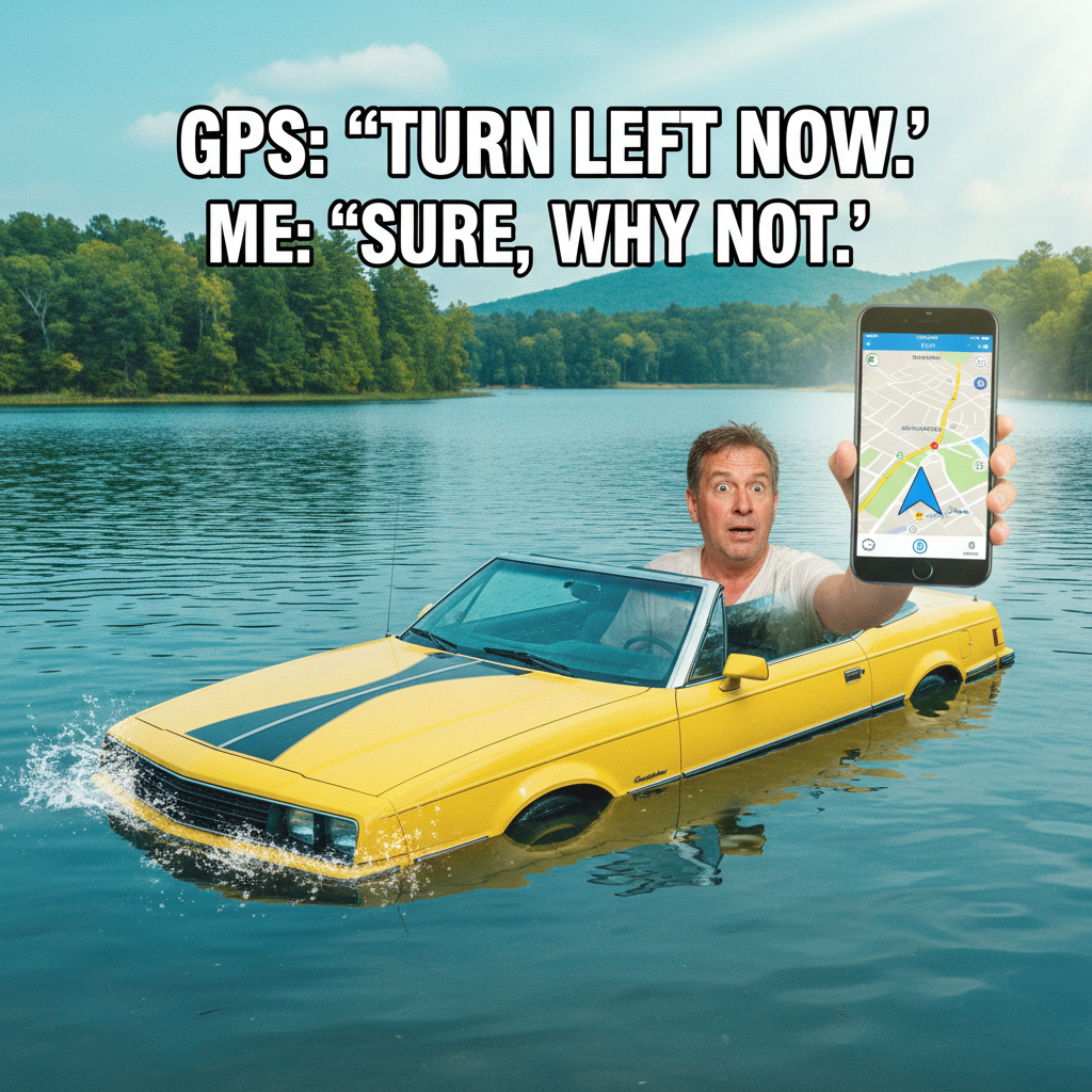 My GPS just told me to turn left into a lake. Send help, and maybe a boat.