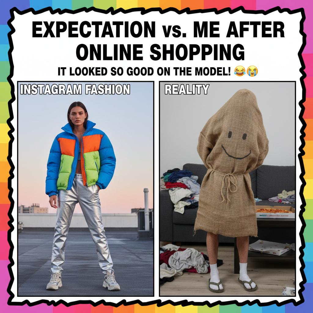 Ordered a 'chic' jacket online. Received a potato sack with sleeves. My fashion journey is complete.