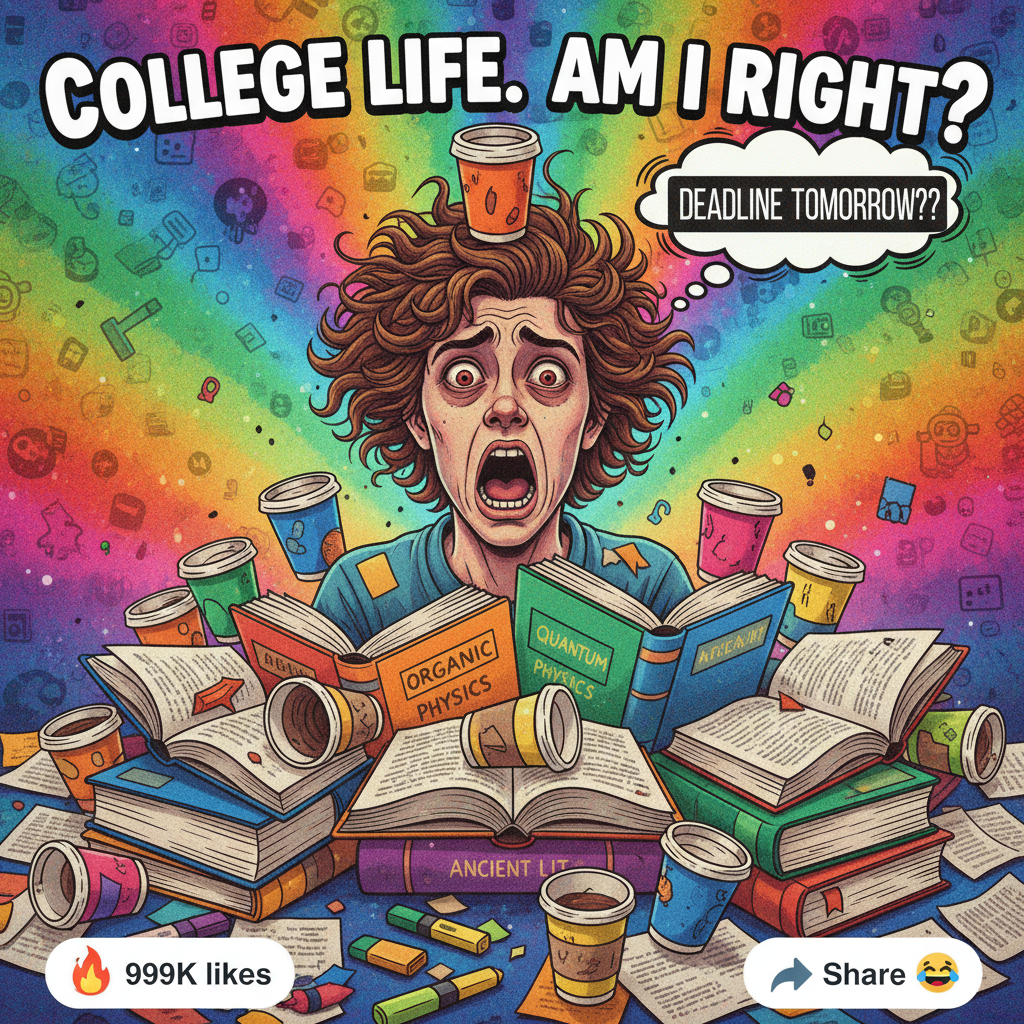 My brain during exam season: 90% panic, 10% caffeine, 0% actual information retention.