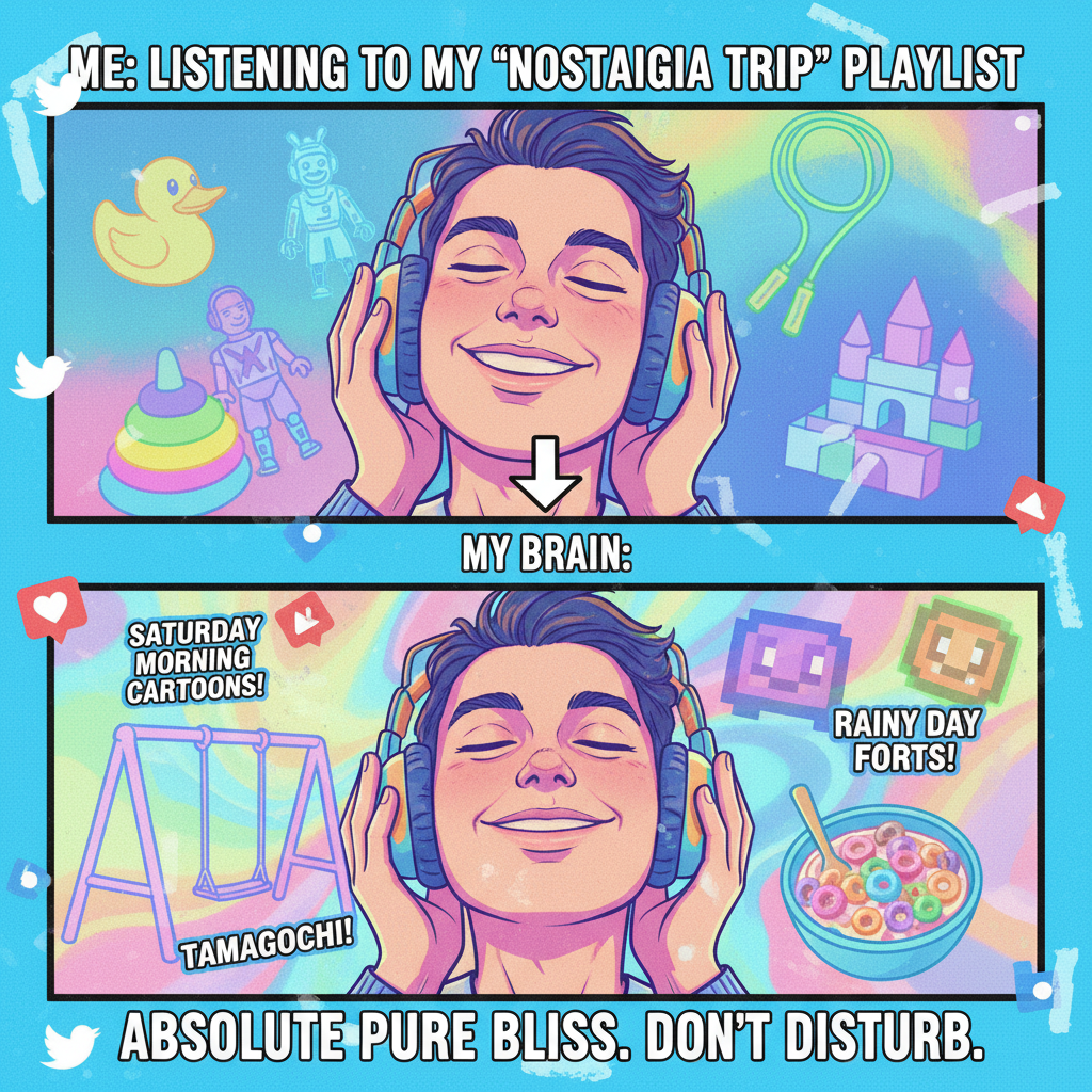 Hearing that one song from your childhood and suddenly you're 8 again, no bills, no responsibilities.