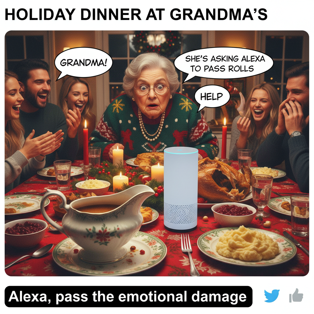 My grandma just asked if Alexa can pass the gravy. Send help. #HolidayChaos