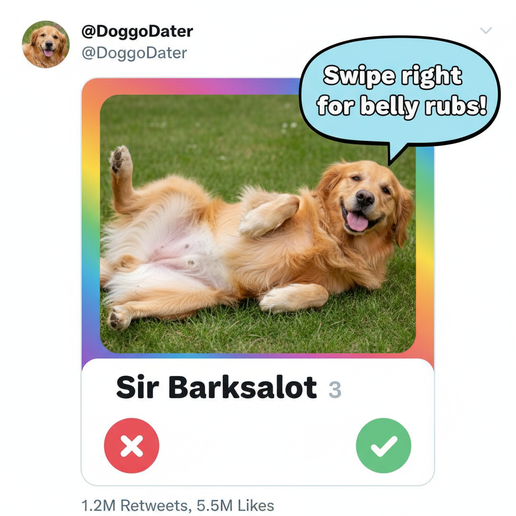 Matched with someone who only uses their dog's picture. I'm dating a golden retriever now.