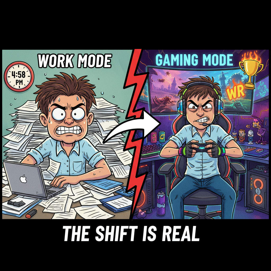 My brain clocking out at 4:59 PM on a Friday like it's a speedrun WR attempt