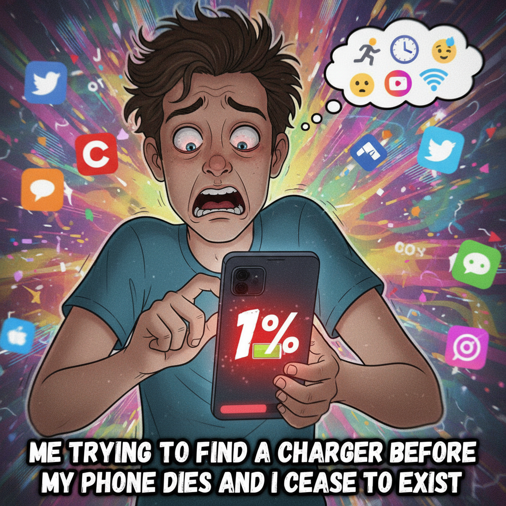 My phone battery at 1% and I still gotta check Twitter one last time. It's a sickness.