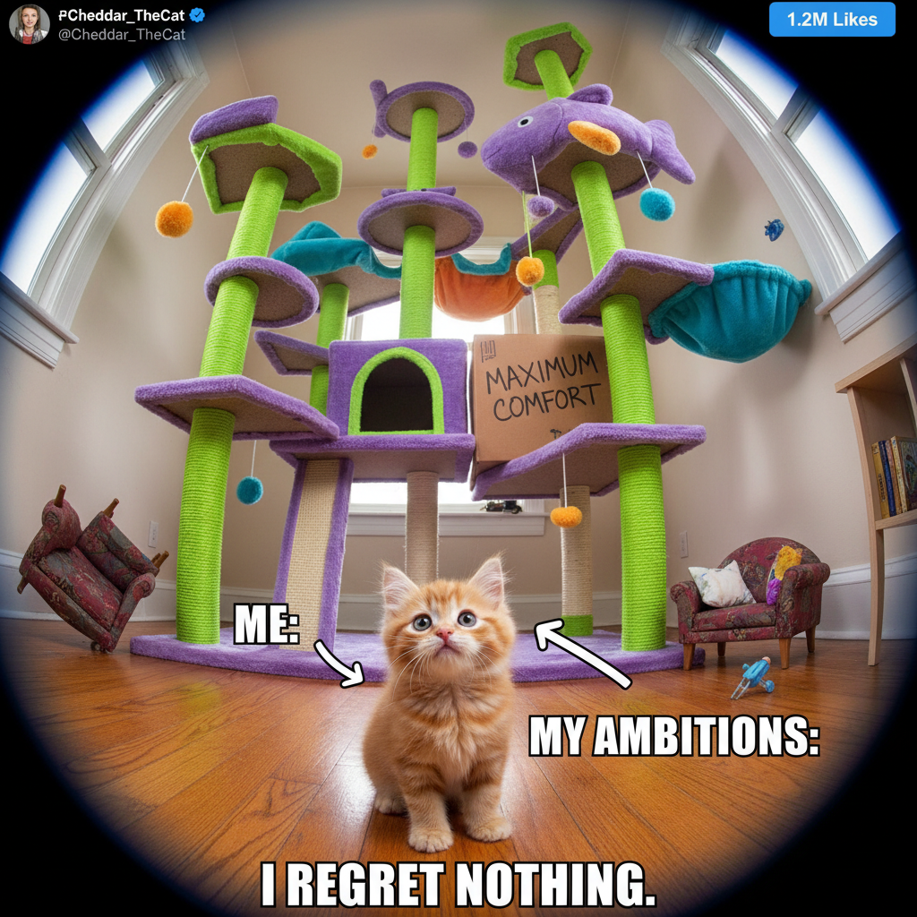 Bought a 'miniature' cat tree online. It's bigger than my car. Send help.