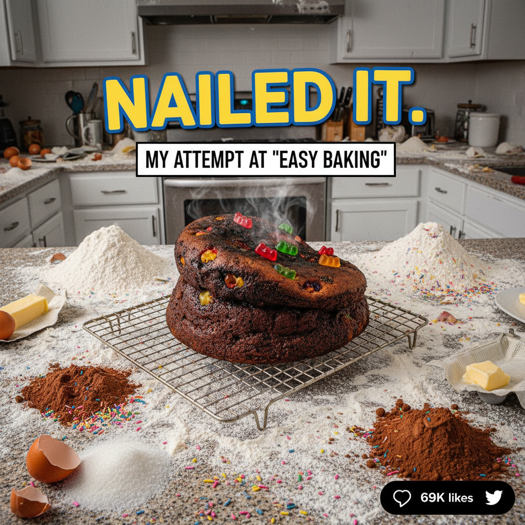 Tried to make a 'simple' cake. Now my kitchen looks like a flour bomb exploded. 0/10 would recommend.