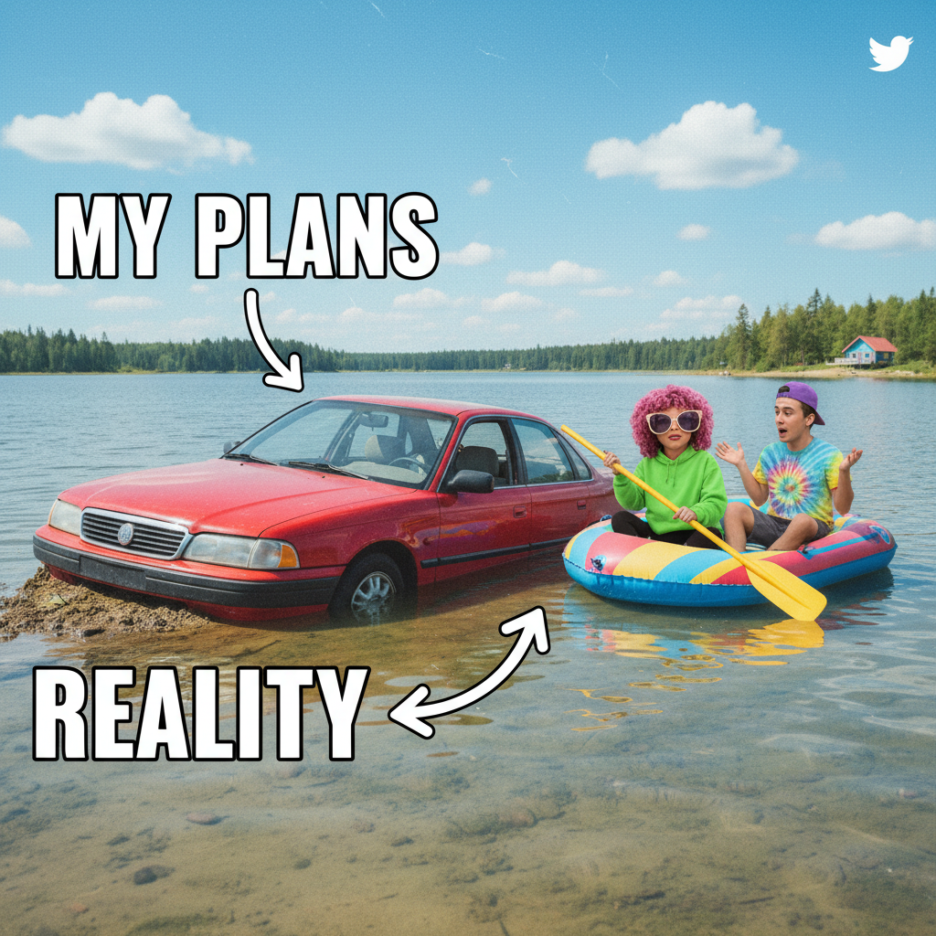 GPS told us to turn left into a lake. We're now on a paddleboat. Send help.