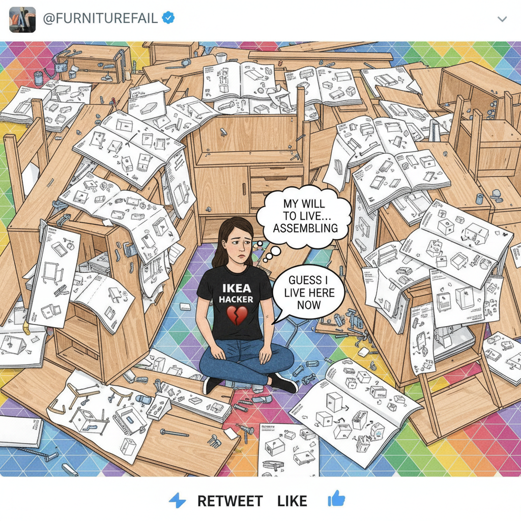 Just spent 3 hours trying to assemble IKEA furniture. Adulting is a scam.