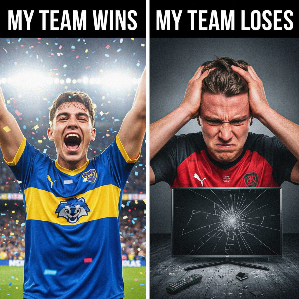 My team won. I'm getting a tattoo. My team lost. I'm burning my jersey. #SportsFans