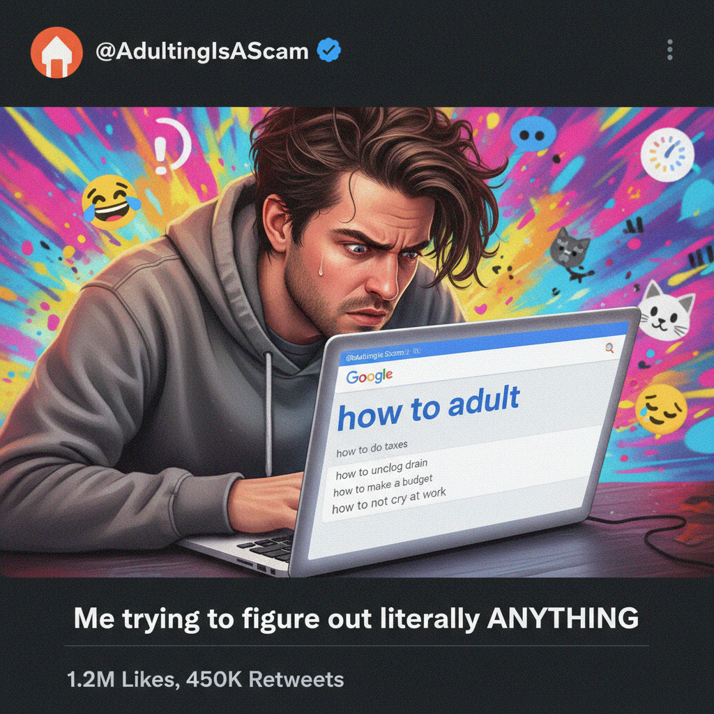 Adulting is just Googling 'how to do basic life things' with increasing panic.